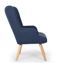 Fauteuil scandinave + pouf tissu bleu Milly - 