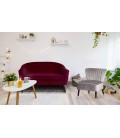 Canapé 2 places scandinaves velours bordeaux Fidely - 