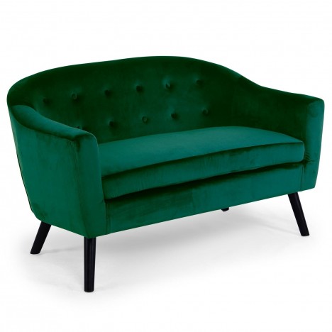 Canapé 2 places scandinave velours vert Fidely - 