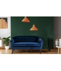 Canapé 3 places scandinave velours bleu Fidely - 