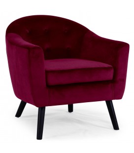 Fauteuil scandinave velours bordeaux Fidely