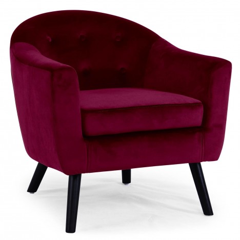 Fauteuil scandinave velours bordeaux Fidely - 