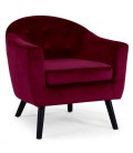 Fauteuil scandinave velours bordeaux Fidely - 