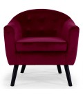 Fauteuil scandinave velours bordeaux Fidely - 