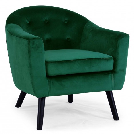 Fauteuil scandinave velours vert Fidely - 