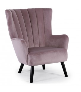 Fauteuil scandinave en velours rose Manchester