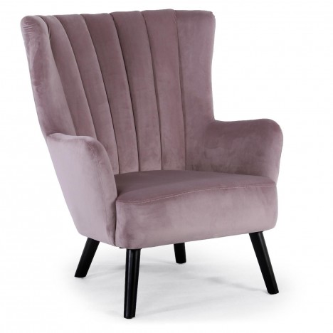 Fauteuil scandinave vidal en velours rose Manchester - 