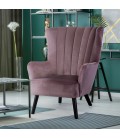 Fauteuil scandinave vidal en velours rose Manchester - 