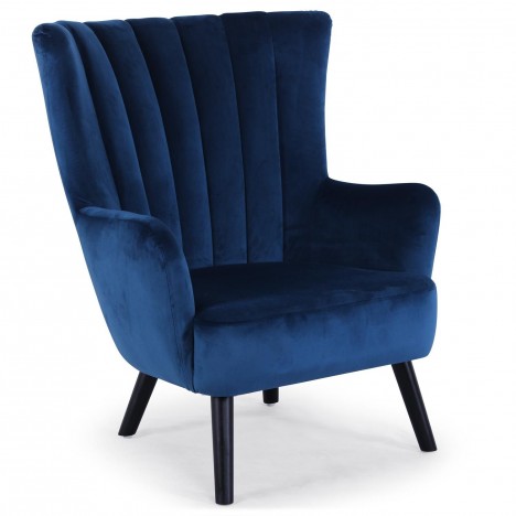 Fauteuil scandinave vidal en velours bleu Manchester - 