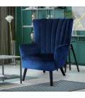 Fauteuil scandinave vidal en velours bleu Manchester - 