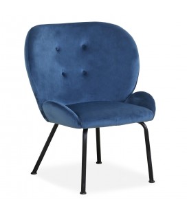 Fauteuil coco velours bleu Belvide