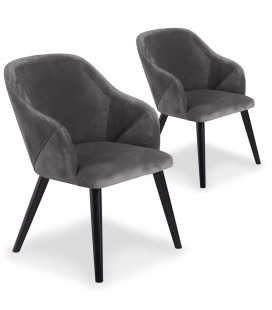 Lot de 2 fauteuils velours gris Biancone