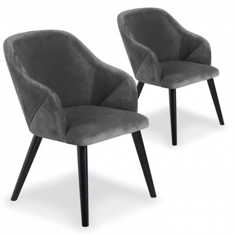 Lot de 2 fauteuils velours gris Biancone - 