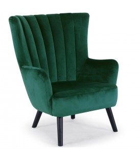 Fauteuil scandinave en velours vert Manchester