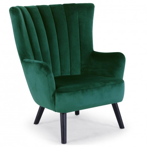 Fauteuil scandinave en velours vert Manchester - 