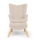 Fauteuil scandinave + pouf tissu beige Milly - 