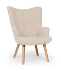 Fauteuil scandinave + pouf tissu beige Milly - 