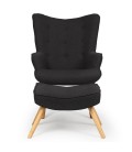 Fauteuil scandinave + pouf tissu noir Milly - 