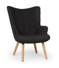 Fauteuil scandinave + pouf tissu noir Milly - 