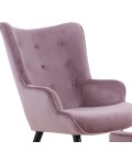 Fauteuil scandinave + pouf velours rose Milly - 