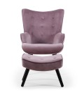 Fauteuil scandinave + pouf velours rose Milly - 