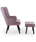 Fauteuil scandinave + pouf velours rose Milly - 