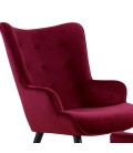 Fauteuil scandinave + pouf velours bordeaux Milly - 