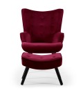 Fauteuil scandinave + pouf velours bordeaux Milly - 