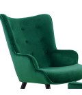 Fauteuil scandinave + pouf velours vert Milly - 