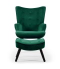 Fauteuil scandinave + pouf velours vert Milly - 