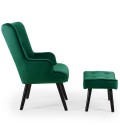 Fauteuil scandinave + pouf velours vert Milly - 