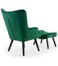 Fauteuil scandinave + pouf velours vert Milly - 