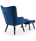 Fauteuil scandinave + pouf velours bleu Milly - 