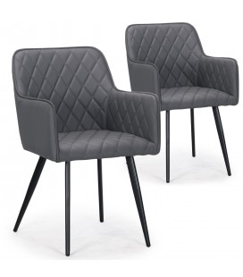 Lot de 2 chaises simili gris Clark