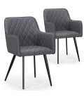 Lot de 2 chaises simili gris Clark - 