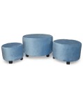 Set de 3 poufs velours bleu Rondeo - 