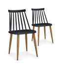 Lot de 2 chaises scandinaves noir Deauville - 