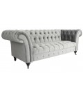 Canapé 3 places queen velours argent Chesterfield - 