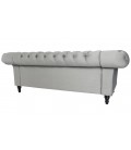 Canapé 3 places queen velours argent Chesterfield - 