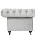 Canapé 3 places queen velours argent Chesterfield - 