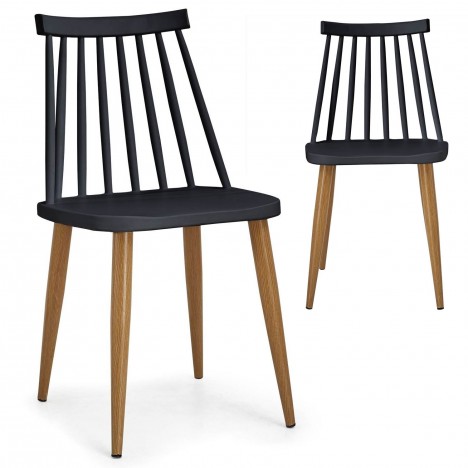 Lot de 2 chaises scandinaves noir Deauville - 