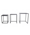 Ensemble de 3 tables basses gigognes métal noir Pintery - 