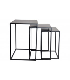 Ensemble de 3 tables basses gigognes métal noir Pintery