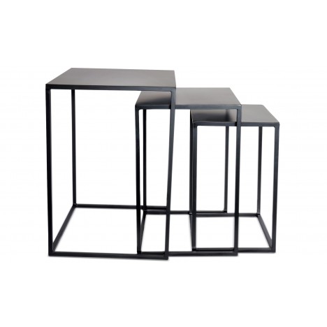 Ensemble de 3 tables basses gigognes métal noir Pintery - 