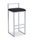 Tabouret de bar en métal argent et velours noir Andrea - 