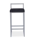 Tabouret de bar en métal argent et velours noir Andrea - 