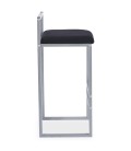 Tabouret de bar en métal argent et velours noir Andrea - 