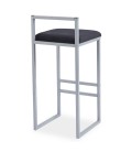 Tabouret de bar en métal argent et velours noir Andrea - 