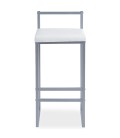 Tabouret de bar en métal argent et velours blanc Andrea - 