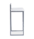 Tabouret de bar en métal argent et velours blanc Andrea - 